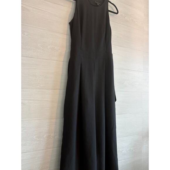 Banana Republic Black Crepe Halter Top Jumpsuit Super Wide Legs Pockets 0 - Picture 3 of 10